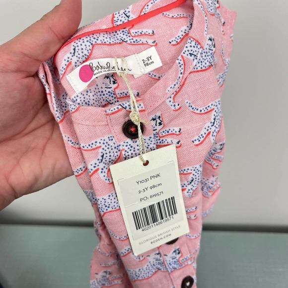 Baby Boden Printed Woven Playsuit Pink Cheetah 2-3 - Picture 4 of 7